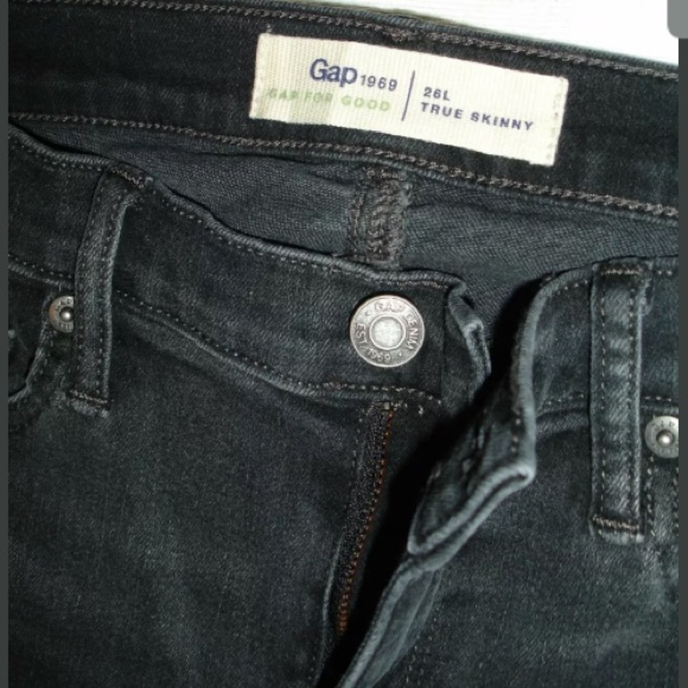Gap 1969 Dark Gray Stretch True Skinny Jeans 26 L - Picture 8 of 8
